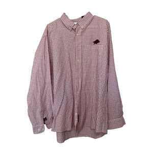 Arkansas Razorbacks Red Plaid Button Down Shirt Mens 2XL